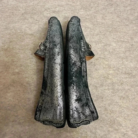 Boemos Italy Silver Metallic Suede Leather Loafer Flats Slip On Womens size 10 - Picture 10 of 15